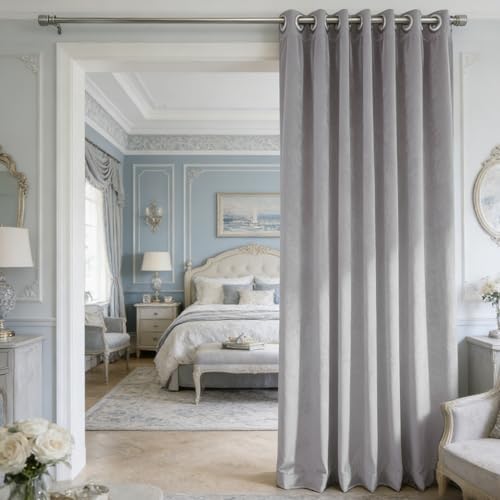 SMILETIME Gray Velvet Curtains 104"x108" Grommet 1 Panel by SMILETIME
