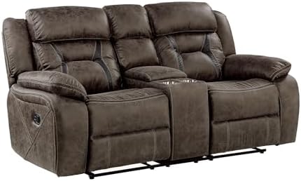 Homelegance Reclining Loveseat, Polished Microfiber Manual Double Recliner - Image 3
