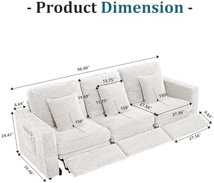 ORRD Power Reclining Sectional Sofa, Electric 3 Seat Recliner - Image 2