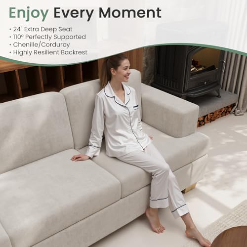 Fiona's magic 8 Seats Couch Set, 3 Piece Set Comfy Sofa, 3 Seater Couch*2 & - Image 4