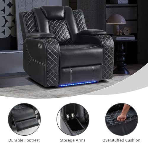 CANMOV Faux Leather Power Home Theater Seating, Movie Single Reclining Sofa - Image 3