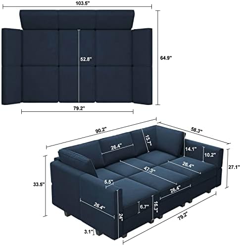 Belffin Modular Velvet Sectional Sofa - Image 2
