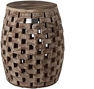 Balkene Home 62419 Maya Oval Rustic Garden Stool Wood Outdoor Seating & End by Patio+Sense