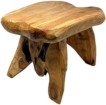 Natural Tree Stump Stool Live Edge Cedar Wood Plant Stand, Garden Bench by THYTrading