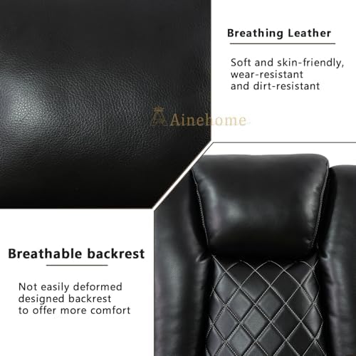 A Ainehome Living Room Furniture Set Black Leather Recliner Sofa Set Loveseat - Image 5