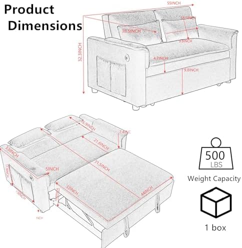 55.5" Small Sleeper Sofa Couch - Image 3