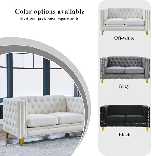 58" Chesterfield Velvet 2-Seater Sofa - Image 3