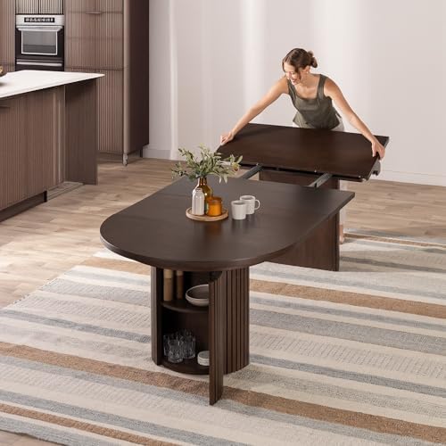 Transformer Table Solid Wood Extendable Round Dining Table Set, Dark Brown by TransformerTable