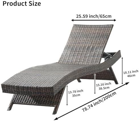 Outdoor Patio 4 Adjustable Backrest Chaise Lounger and 2 Side End Tables - Image 2