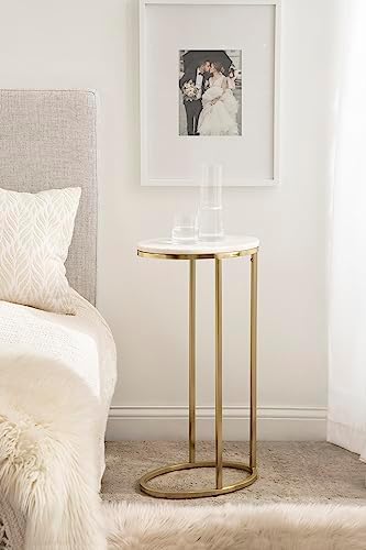 Kate and Laurel Natalli Modern Glam Oval C-Table, Elegant C-Shaped Side Table - Image 4