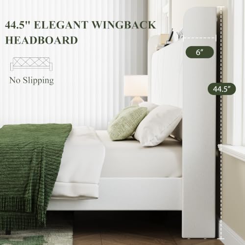 Garvee Full Bed Frame with Storage Shelf and Upholstered Headboard - Image 5