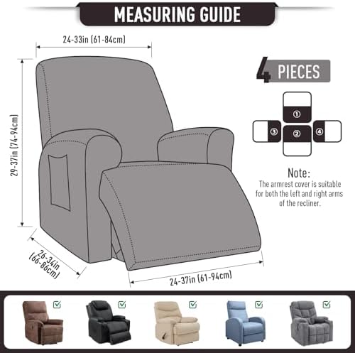 TAOCOCO Stretch Recliner Chair Covers 4 Piece - Image 5