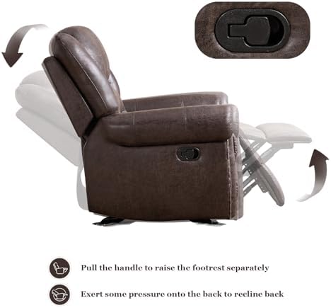 CANMOV Rocker Recliner Chair Set of 2, Leather Manual Push-Back Reclining Chairs - Image 4