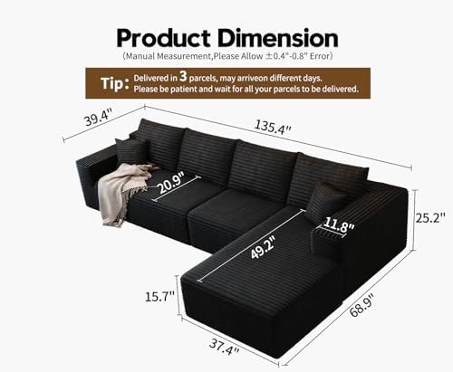 135.4" Cloud Modular Sectional Sofa Couch - Image 2