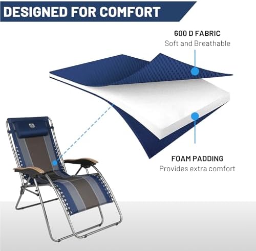 Timber Ridge Oversized Zero Gravity Chair, Padded Reclining Lounge Chair - Image 4