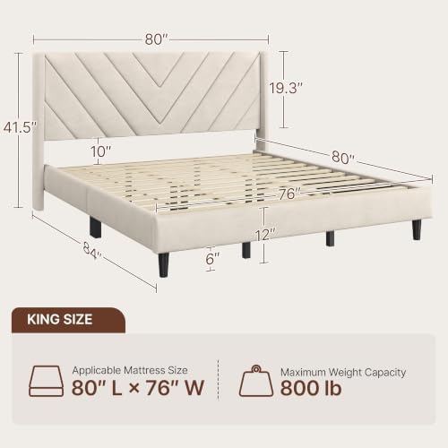 Yaheetech King Bed Frame with Chevron Channel-Tufted Headboard - Image 2