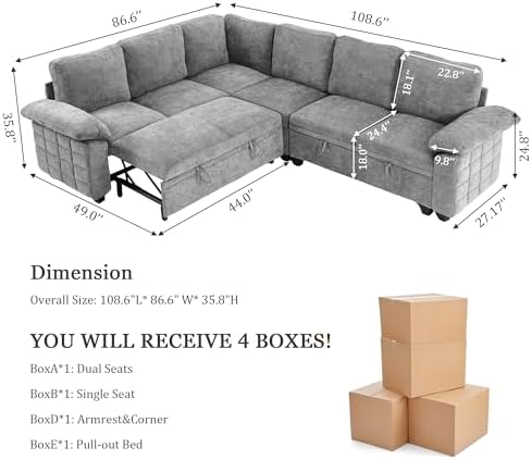 Modern L-Shape Sleeper Sofa - Image 2