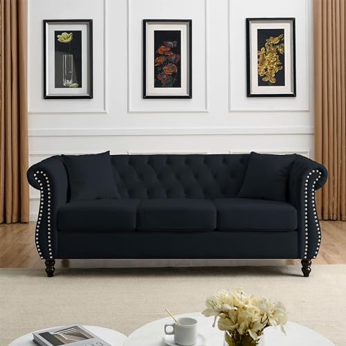 80" Chesterfield Loveseat Velvet Sofa by Kolavess