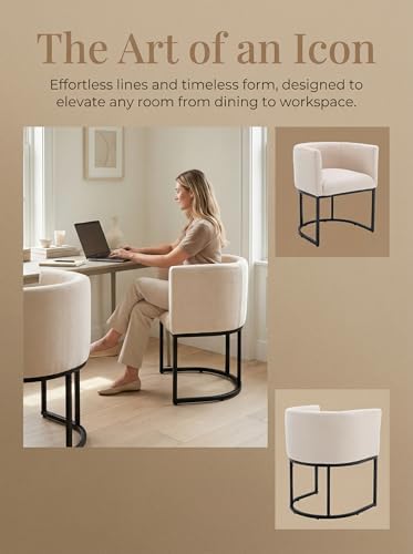 HNY Mid Century Modern Upholstered Barrel Dining Chairs - Image 5