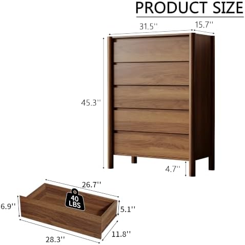 HOUROM Walnut Dresser for Bedroom - Image 2