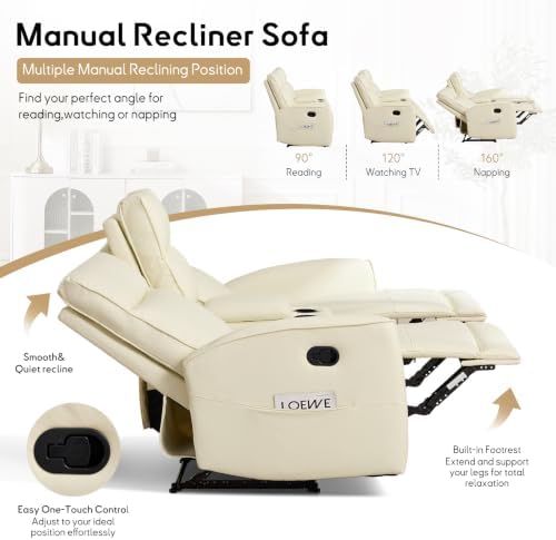 ANJ 2-Piece Premium Faux Leather Manual Reclining Sofa Set, Include Loveseat - Image 3