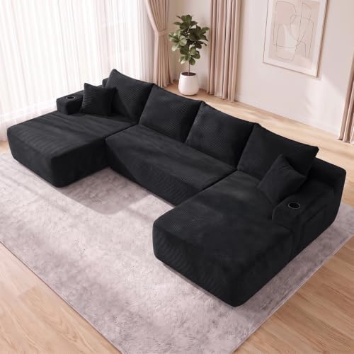 Yafylly 126" U Shaped Boneless Sectional Couch by Yafylly