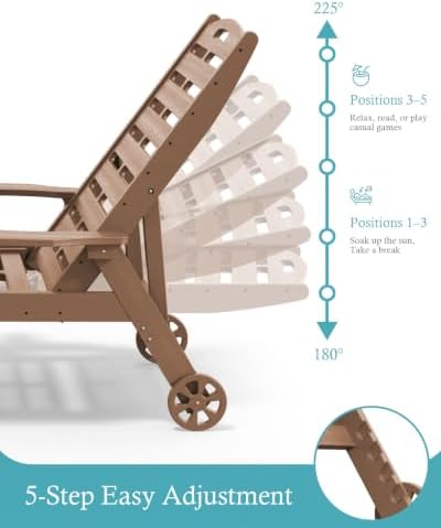 Ciokea Outdoor Chaise Lounge Chair, 5-Position Adjustable - Image 4