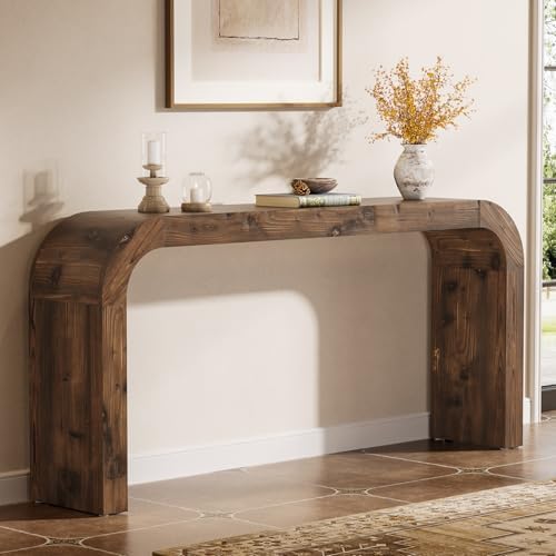 71" Solid Wood Console Table, Farmhouse Waterfall Sofa Table by TribewoodbyTribesigns