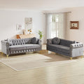JEEOHEY 2 Pieces Mid Century Modern Chesterfield Sofa Set, Upholstered Button by JEEOHEY