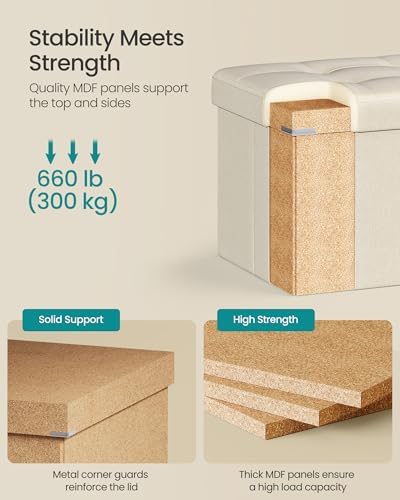 SONGMICS 43.3 Inches Folding Storage Ottoman Bench, Load 660 lb - Image 4