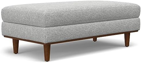SIMPLIHOME Morrison 49" Wide Woven-Blend Fabric Rectangle Ottoman in Grey by SimpliHome