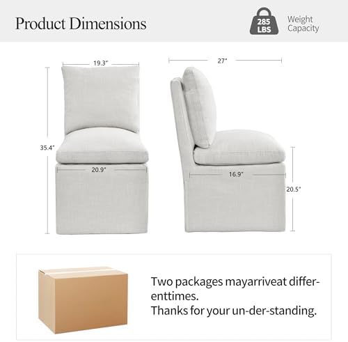 DUHOME Upholstered Armless Dining Chair - Image 2