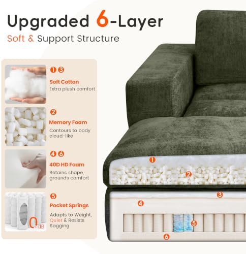 Oversized Double Chaise Lounge Chair, Cloud Boneless Sofa Bed - Image 5