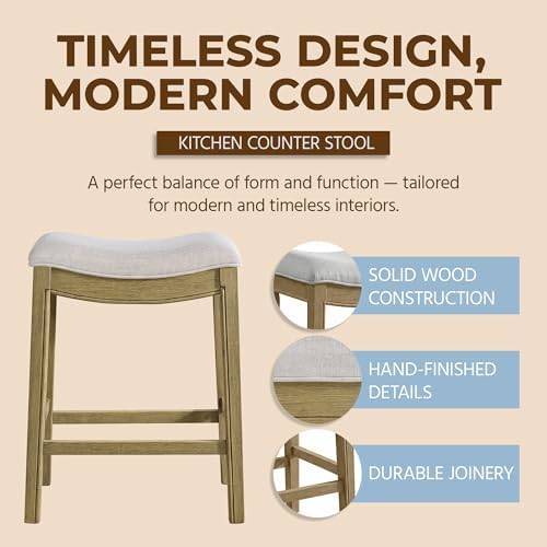 ROME + OAK Parker 26 Inch Counter Stool, Backless Saddle - Image 3