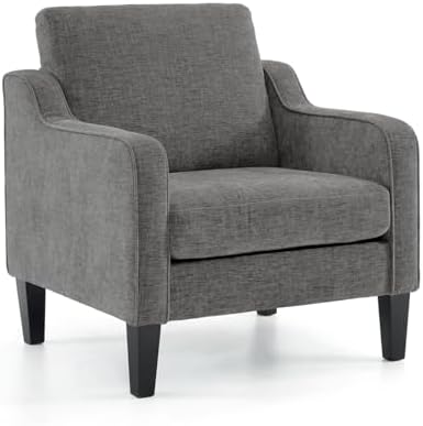 VINGLI Light Grey Accent Chair, Chenille Fabric Armchair by VINGLI