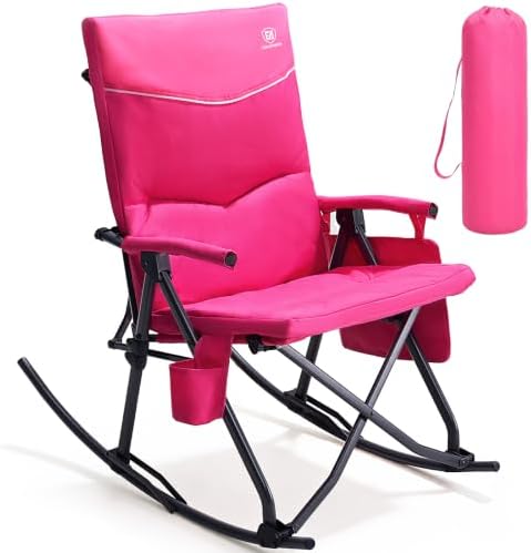 EVER ADVANCED Oversized Folding Rocking Camping Chair, Padded Portable Rocker by EVERADVANCED