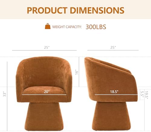 Swivel Modern Accent Chair, Luxury Fabric Upholstered Makeup Chair Comfy Barrel - Image 2