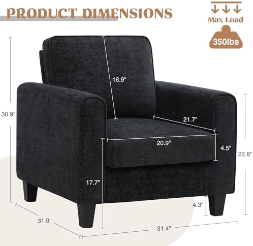 Accent Chair for Living Room, Mid Century Modern Upholstered Living Room Chair - Image 2