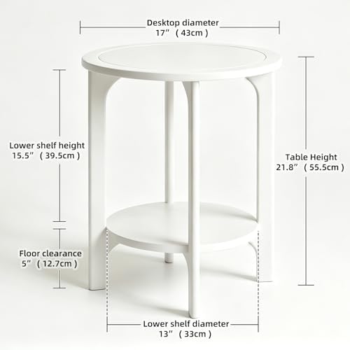 White Solid Wood Round Side Table - Image 2
