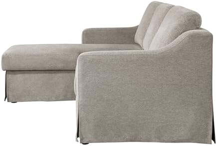 Serta Hawthorne 132.7" Slipcovered Convertible Sleeper Sofa Chaise, Queen Size - Image 4