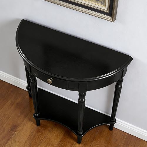 Half Moon Console Table Solid Wood Vintage Entryway Table - Image 5