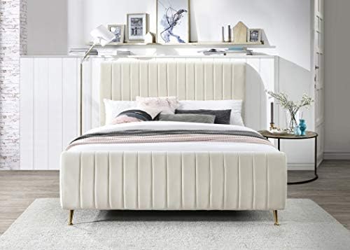 Meridian Furniture Zara Collection Modern | Contemporary Velvet Upholstered Bed - Image 5