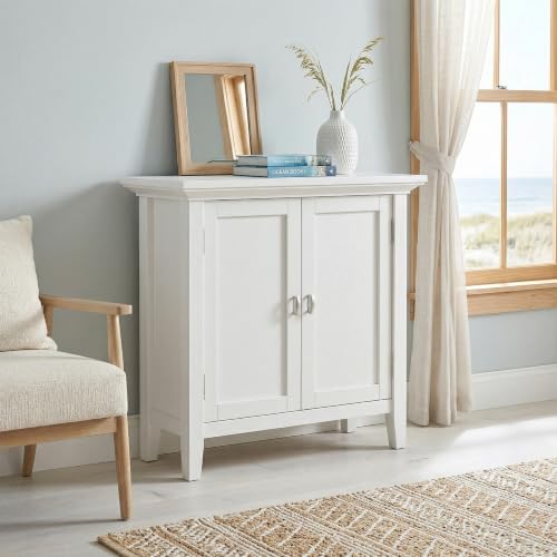 SIMPLIHOME Redmond 32" Wide Solid Wood Storage Cabinet in White - Image 4