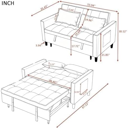 NicBex Leather Sleeper Sofa Bed - Image 2