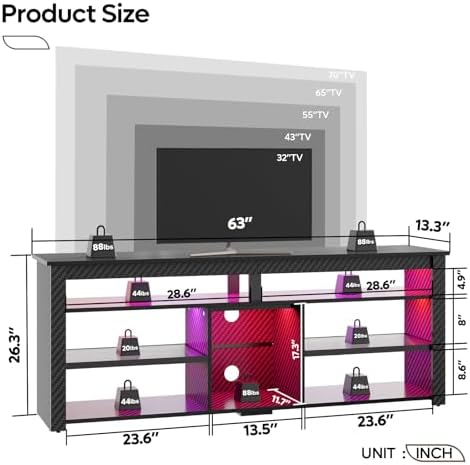 Bestier TV Stand for 70 inch TV, Tall Entertainment Center - Image 5