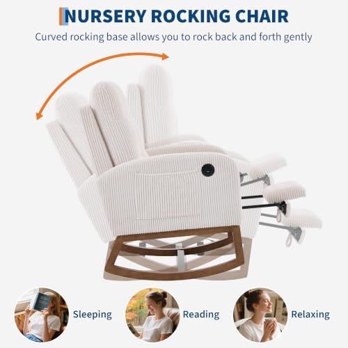 Garvee Upholstered Nursery Rocking Chair Glider Rocker Recliner w/Footrest - Image 5
