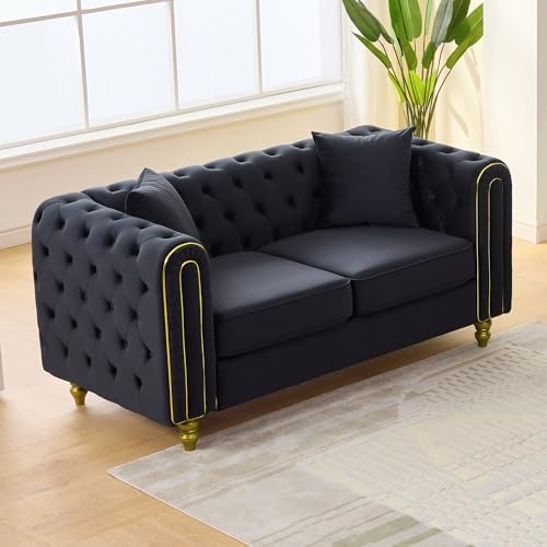 Velvet Chesterfield Sofa, Mid Century Modern Deep Seater Couch by VIDEVIK