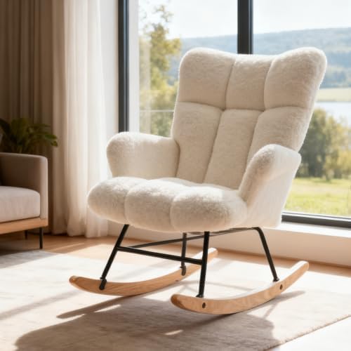 Nurseny Rocking Chair, Upholstered Glider Rocker Accent Chair by Unknown