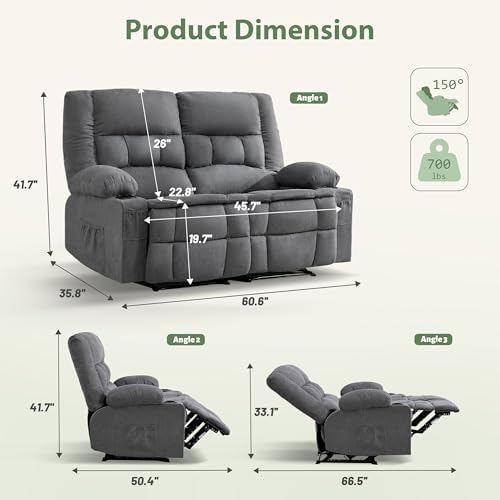 Loveseat Recliner Sofa, Wall Hugger Reclining Loveseat - Image 2