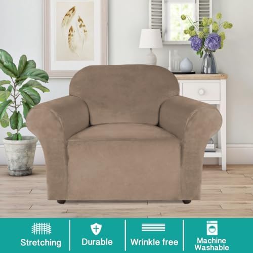 Turquoize Stretch Velvet Chair Cover Sofa Chair Covers - Image 2